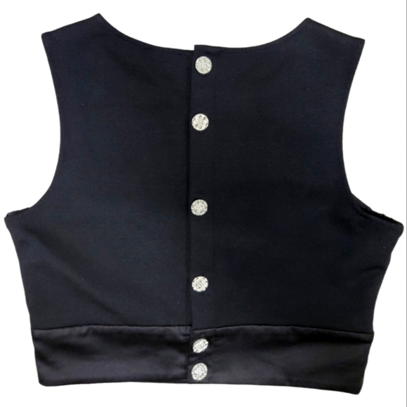 CHANEL Printed Bateau Neckline Crop Top SZ FR 34 Made in France - Picture 2 of 14